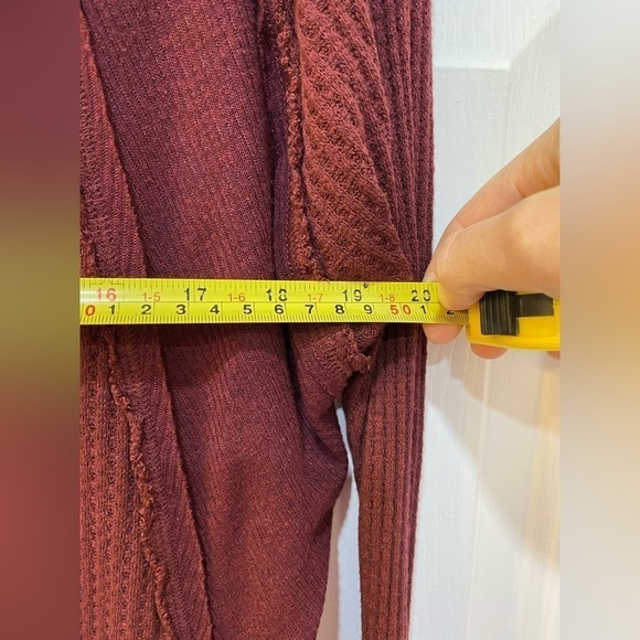 We The Free Waffle Knit Blouse Thermal Top Curved Hem Bohemian Women's Size XS - Picture 4 of 7